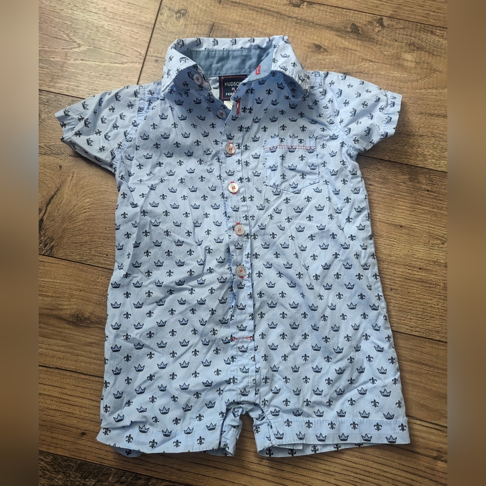 Hudson Ferrell infant boys crown short sleeve romper